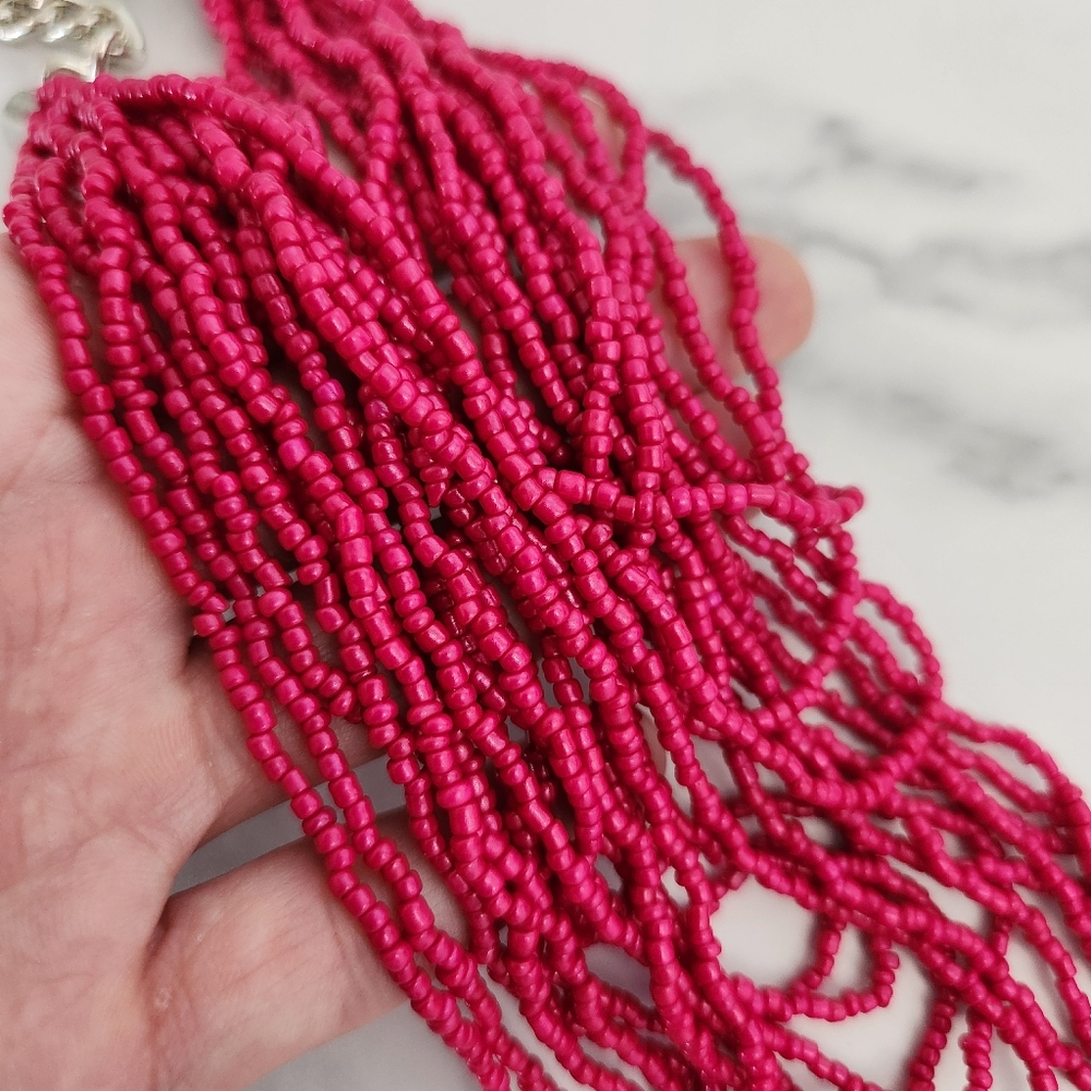 NWT Paparazzi Pink Beaded Statement Necklace & Earring Set - Picture 10 of 14